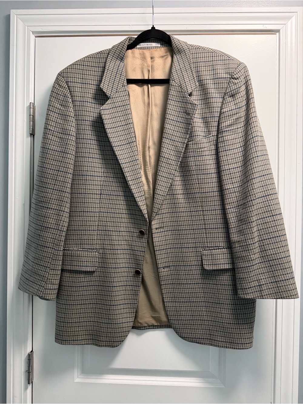 Hugo Boss Men's Check Sport Coat in Beige and Gray